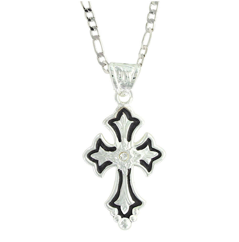 Montana silver Flower on Silver and Black Cross Fleury
