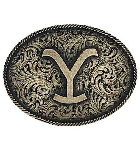 Montana The Yellowstone Y Filigree Oval Belt Buckle A913YEL