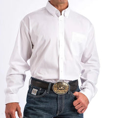 Cinch Western Men's Long Sleeve Button-Down Shirt - Classic Fit With Front Pocket & Logo (Brown)