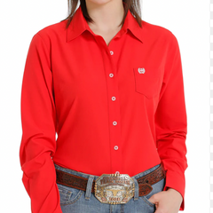 Womens Cinch Long Sleeve Arenaflex Shirt MSW9163012 RED