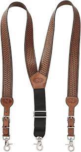 Nocona Leather Basket Weave Belt Suspenders- Dark Brown
